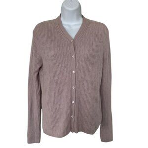 Vintage Y2K Neiman Marcus Cashmere Cardigan Purple Cable Knit Sz M Women